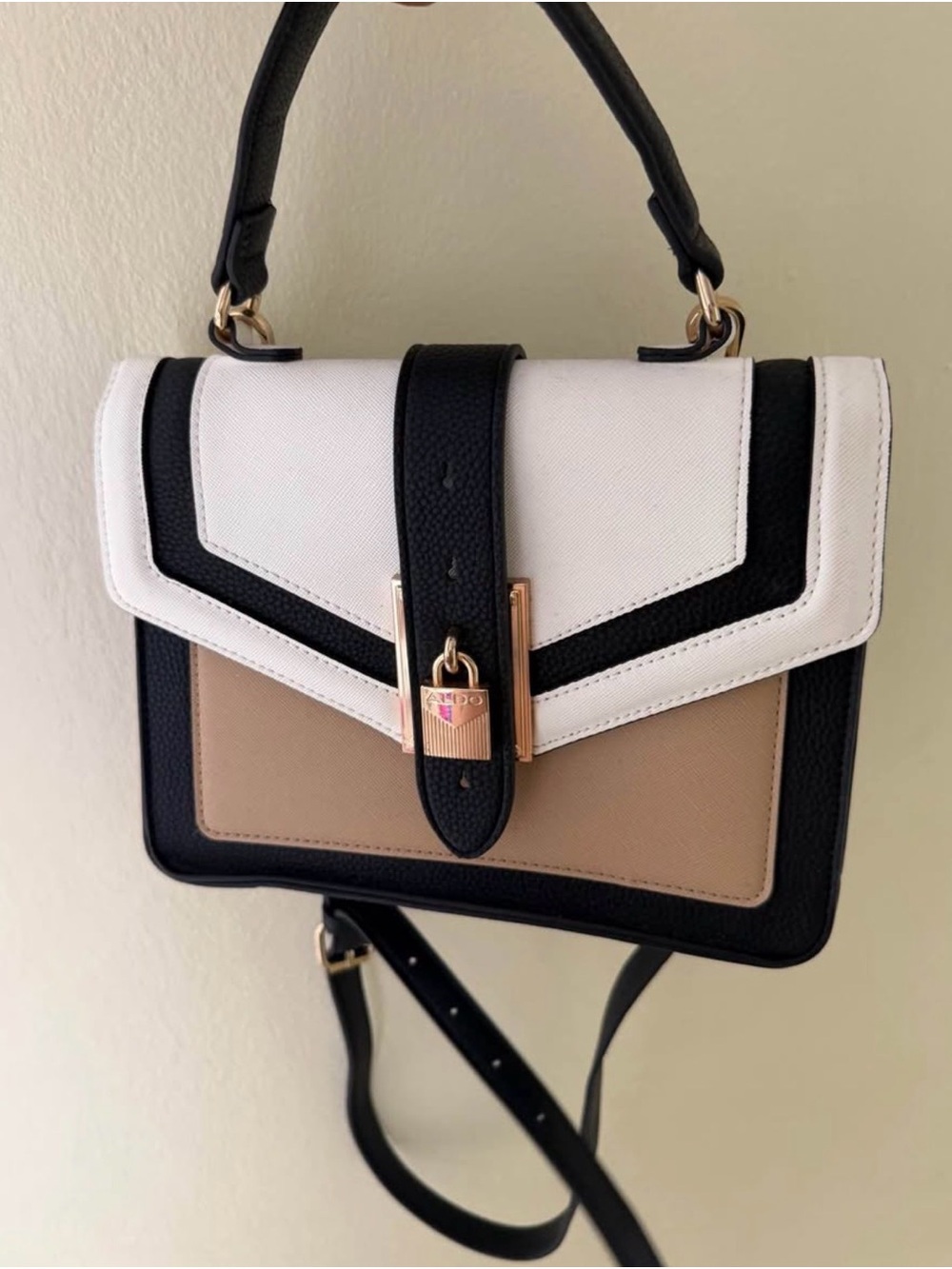 Brand New ALDO Satchel Handbag Colorblock Lock Detail